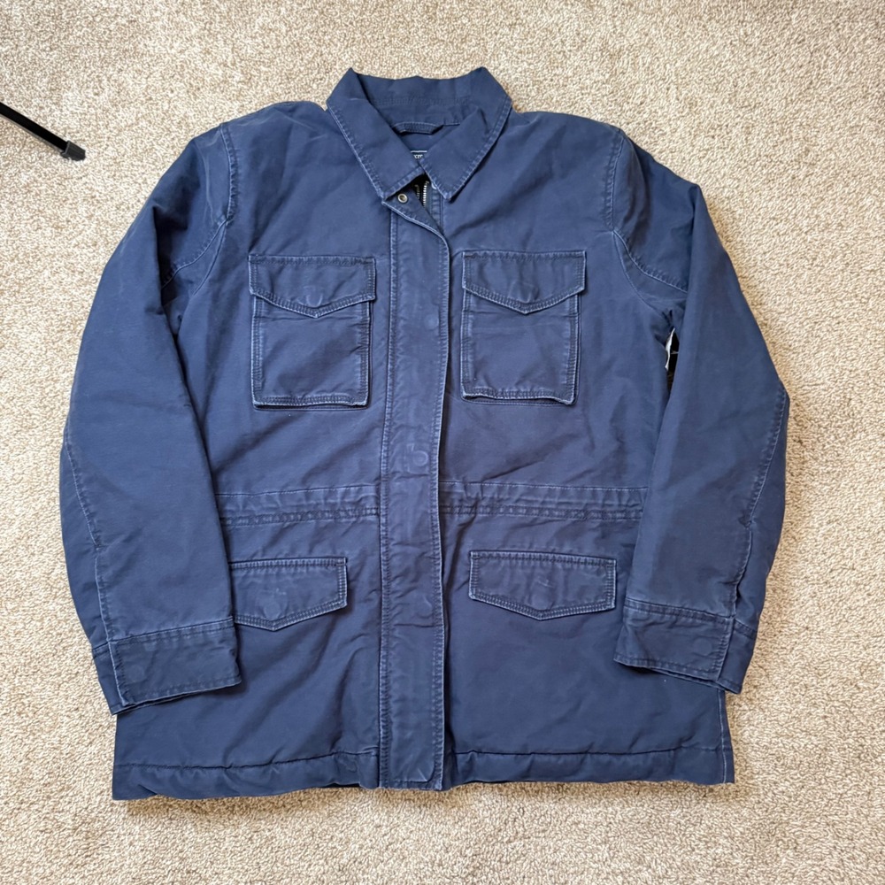 Abercrombie & Fitch Utility Jacket Women L Navy Blue Sherpa Lined Military